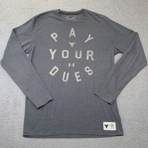 Under Armour Project Rock Mens Pay Your Dues Long Sleeve‎ Shirt Gray Medium MD